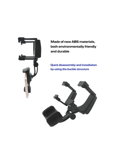 Wezone Araç Geribakış Aynası Telefon Tutucu, Navigasyon Ve Telefon Kullanıma Uygun Abs Malzeme Siyah Diğer