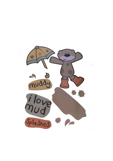 Sıa Duvar Süsü (Sticker) Çamurlu Ayı Desenli Pvc