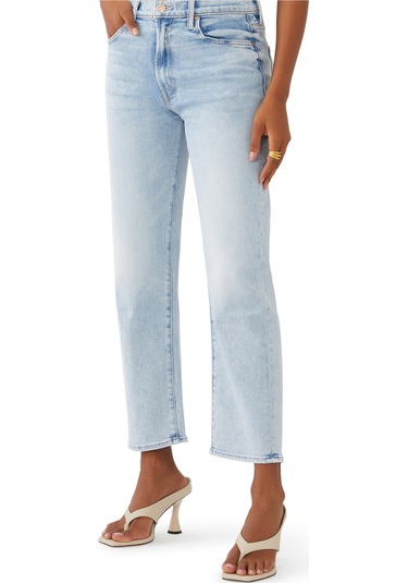 Mother Denim Şık Ve Rahat Zipli Bilek Boy Kot Pantolon Işık Mavi