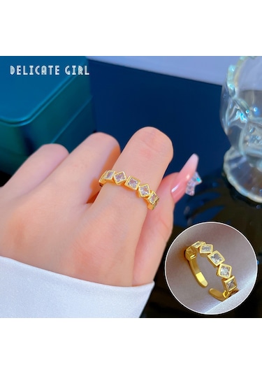 Ayarlanabilir Açıklığa Sahip Zarif Zirkon Yüzük No.24 Çok Renkli