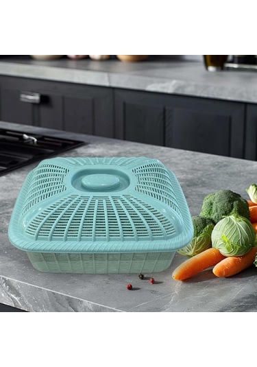 Suntek Kapaklı Meyve Sepeti Mutfak Aksesuarları Mavi-küçük
