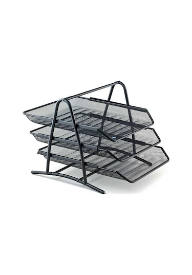 Kraf Perfore Evrak Rafı Metal 3 Katlı 460g Siyah