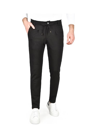 Deepsea Erkek Siyah Beli Lastikli Slim Fit Likralı Duble Paça Penye Spor Pantolon 2502385 Siyah Deepsea Erkek Siyah Beli Lastikli Slim Fit Likralı Duble Paça Penye Spor Pantolon 2502385 Siyah
