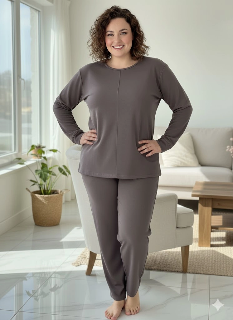 Kadın Büyük Beden Eşofman Takımı Gri