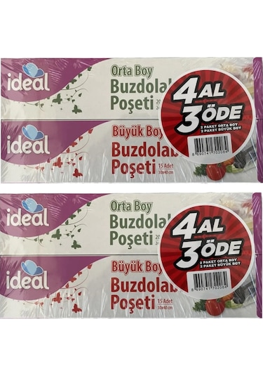 İdeal Buzdolabı Poşeti 4 Al 3 Öde 4 Orta + 4 Büyük
