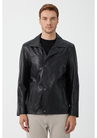 Advent Siyah Erkek Deri Mont 001