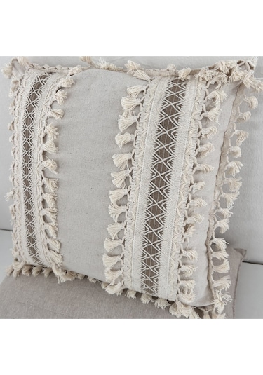 Dnc Home Tekstil Ndchome Kalın Dantel Ponponlu Krem Kırlent Kırlent Kılıfı 43 X 43