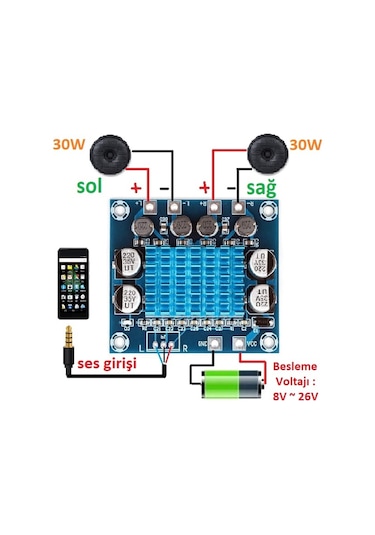 2X30 Watt Tpa3110 Amfi Devresi Dijital Amplifikatör 2X30W Xh-A232