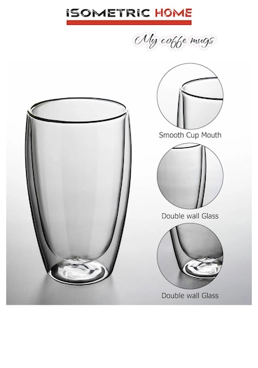 Çift Camlı Çift Cidarlı Bardak 500 Ml Şeffaf