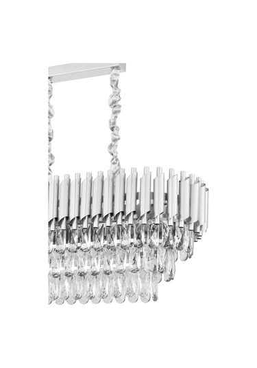 Palmira 75x35 Cm'lik 3 Katlı Prizma Kesim Kristal Taşlı Lüks Avize 6'lı - Gümüş-yaldız Gümüş-Yaldız