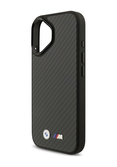 İphone 17 Uyumlu Kılıf Bmw Lisanslı M-safe Özellikli Karbon Fiber Metal Logolu Kevlar Kapak Siyah Siyah