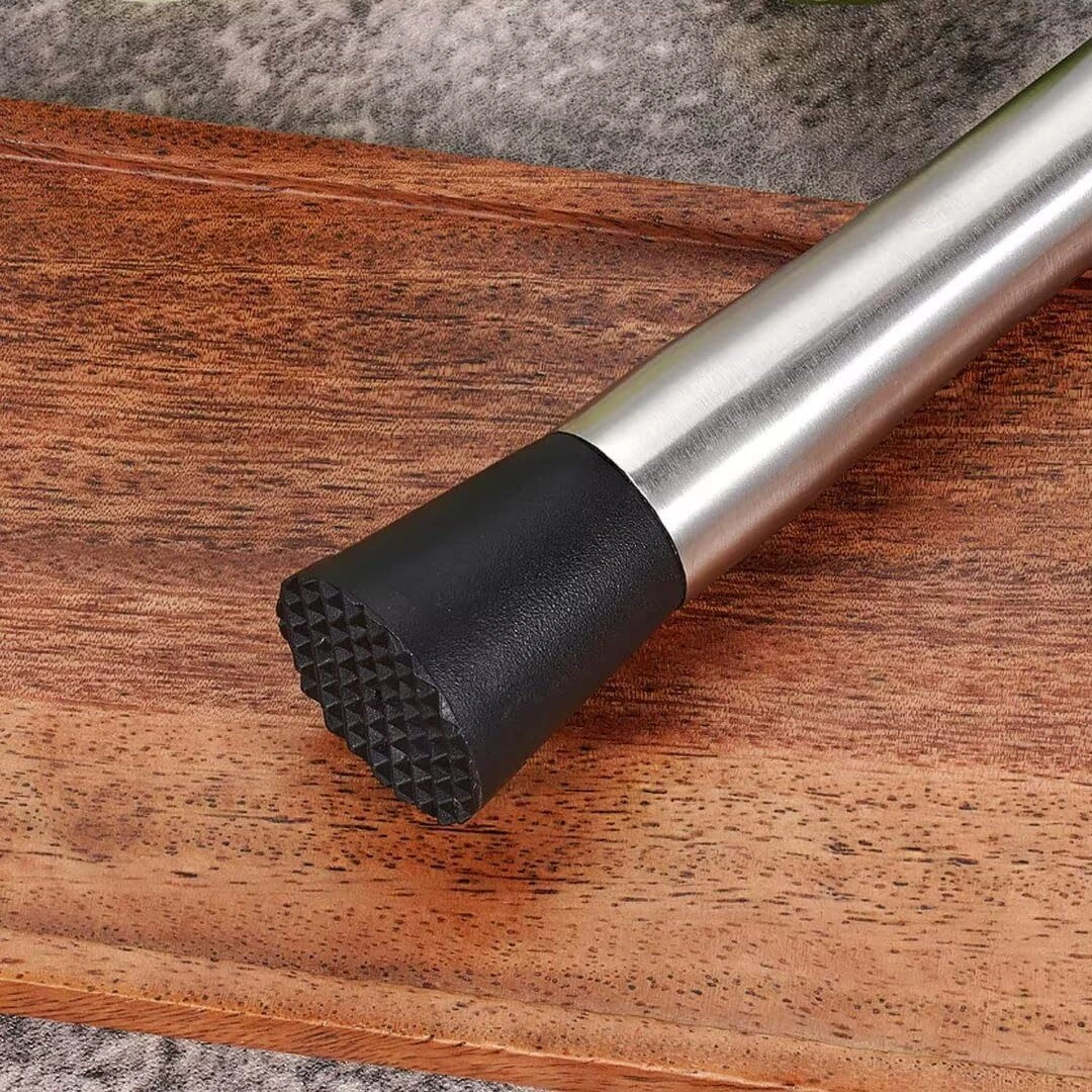 Qingmipy 10 İnç Paslanmaz Çelik Kokteyl Muddler Ve Uzun Saplı Karıştırma Kaşığı - Mojito Ve Meyve İçecekleri İçin Bar Aksesuarı Takımı Gümüş