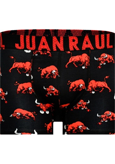 Munivy Juan Raul Boğa Desenli Siyah Rahat Erkek Boxer