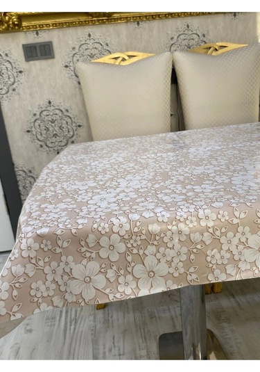 Rona Home Pvc Kaymaz Elyaf Tabanlı Silinebilir Masa Örtüsü Su Geçirmez Muşamba Sofra Bezi Tüm Çeşitler Kahve Beyaz