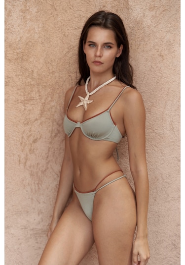 Mai Collection Mai Studios Co. Dharma Renk Bloklu Yeşil Bikini Üstü Yeşil