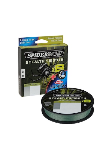 Spider Wire 8 Braid &amp Fluorocarbon Duo Spool System 150 &amp 50m Moss Green/clear 0.15 & 0.40mm