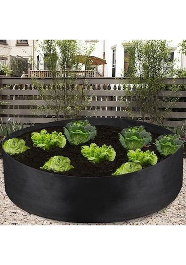 80x30cm 150l Keçe Dikim Varil Kapalı Dış Yuvarlak Bitki Çantası Dokumasız Fide Çantası Siyah