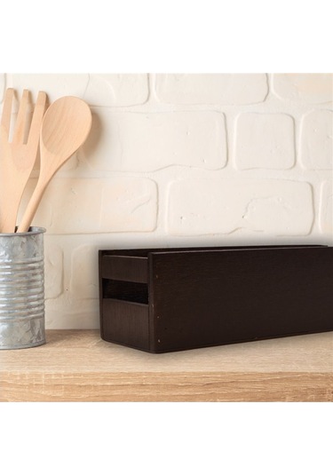Siyah Ahşap Organizer 32x11x9cm Çok Amaçlı Kullanım