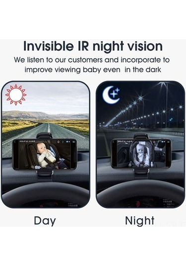 Trendooze Wifi Usb Monitörü Monitör Koltuk Kamerası Kamera Kablosuz İle Görüşü Gece Dönüş Dönük Çalışan Bebek Bebek Bebek Ayna Arkaya Araba Araba 360 Pf