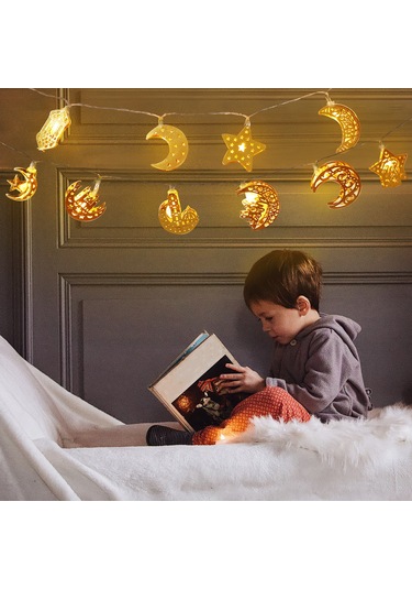 Geeksen Ramazan Bayramı Led Ay Şekilli Müslüman Tarzı Dekoratif Avize Işıkları Pencere Süsü Ve Parti Aydınlatması Çok Renkli