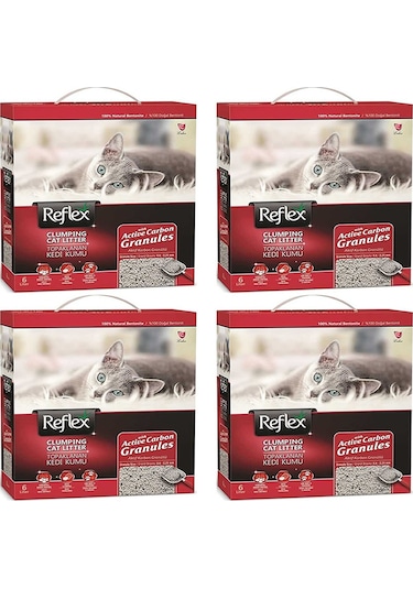 Reflex Granül Aktif Karbonlu İnce Topaklaşan Bentonit Kedi Kumu 4 x 6 L