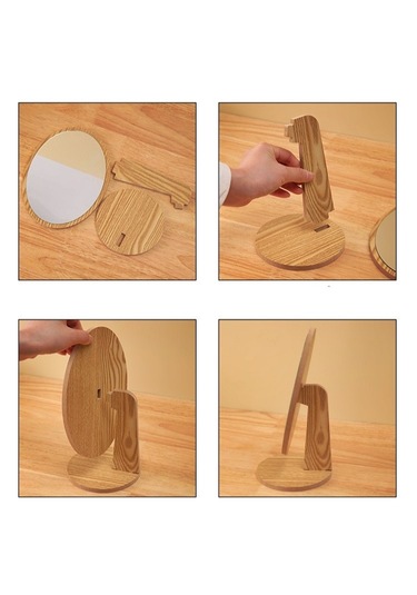 Gaman Dekoratif Masaüstü Ahşap Makyaj Aynası