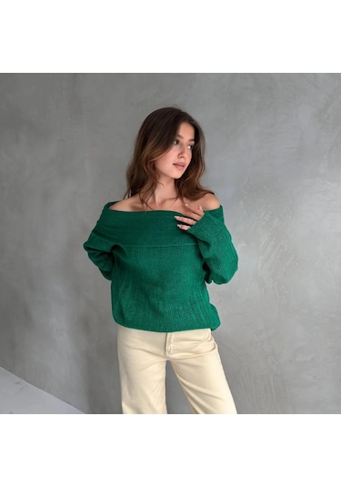 Madonna Yaka Triko Kazak Yeşil
