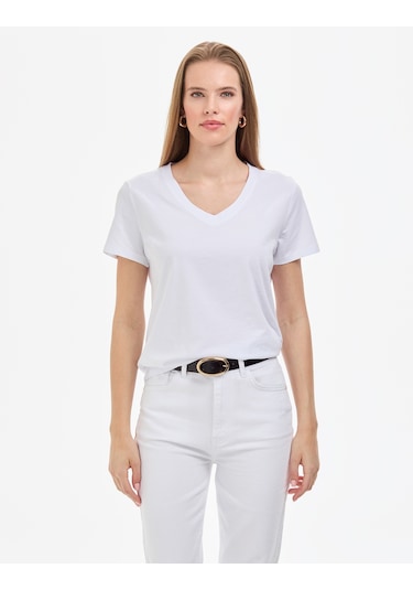 Pierre Cardin Kadın Beyaz Tişört Basic 50326875-vr013