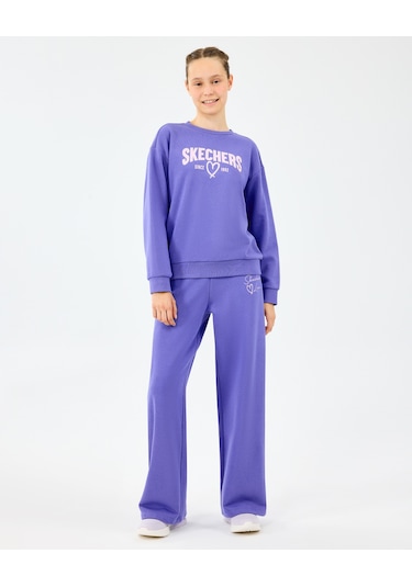 Skechers G Lw Fleece Crewneck Sweatshirt Büyük Kız Çocuk Mor Sweatshirt Sk2520080-3996 Mor