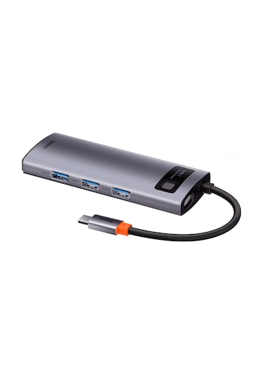 Baseus Metal Gleam 5In1 Multifonksiyonel Type-C Hub Adaptör Dock-Gri (551581989)