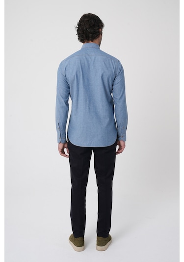 Bisse Erkek Regular Fit Uzun Kollu Denim Casual Gömlek Gmdnm252165 D35 Mavi