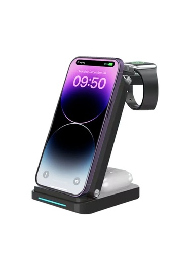 S90 4in1 Kablosuz Şarj Masaüstü Set - Siyah Diğer