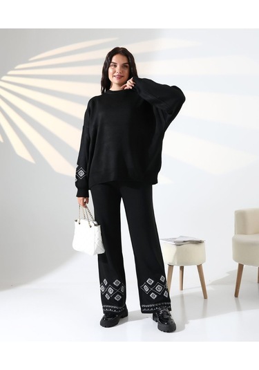 Marakeş Esintisi Alt-üst Triko Takım Siyah