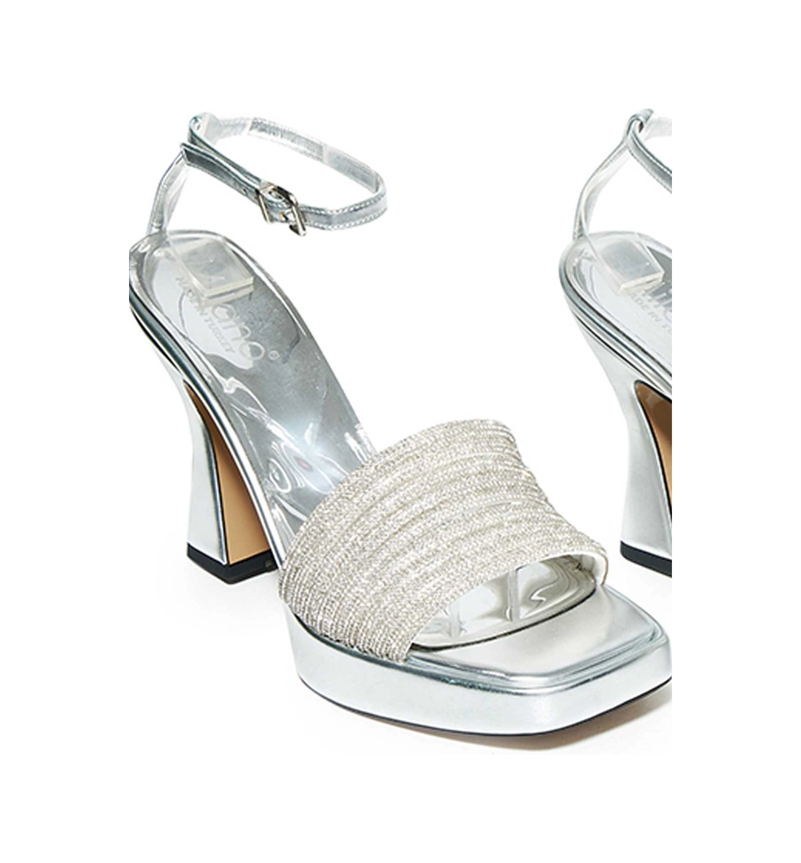 Bestello Taşlı Neolit Taban Kalın Topuklu Ayakkabı 331-887 Kadın Ayakkabı Gumus