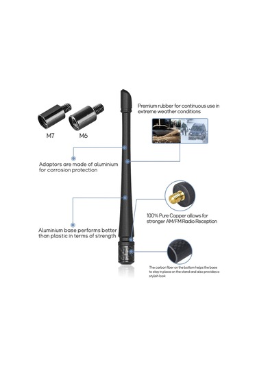 Gajeena Chevrolet Ve Gmc Modelleri İçin Dayanıklı 7 İnç Fm/am Araç Anteni, Kolay Montaj, Sinyal Güçlendirme