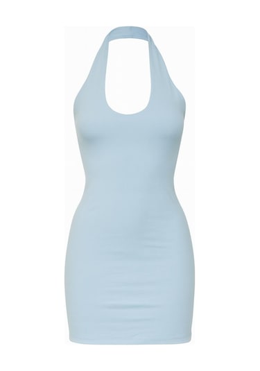 Sırt Dekolteli Mini Elbise Bebe Mavi