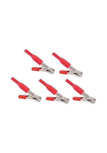 Geeroyoo 40a Akü Şarj Klembi, 20mm Açılış, Dayanıklı Çelik + Pvc, Güçlü Tutma, 5 Adet Kırmızı, Otomobil-rv-gemi Elektrik Testi
