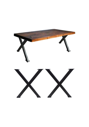 Metal Sehpa Ayağı Masif Ahşap Kütük Orta Sehpa Ayakları Metal X A