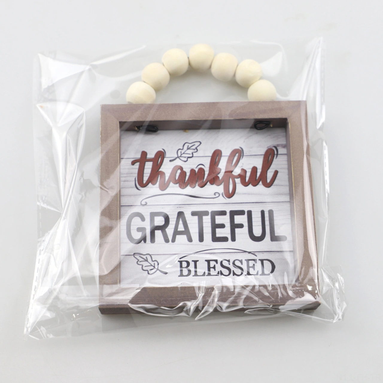 Folinda Teşekkür Günü Ahşap Asma Dekorasyonu - "thankful & Grateful & Blessed" Beyaz Boncuklu Dışarı/içeri Dekor, Duvar/kapı Süsleri, Sonbahar Partisi Atmosferi