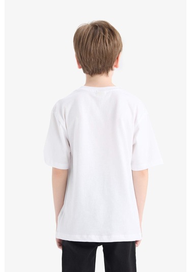 Defacto Erkek Çocuk Bisiklet Yaka Basic Düz Kısa Kollu Tişört K1687a625auwt32 Beyaz