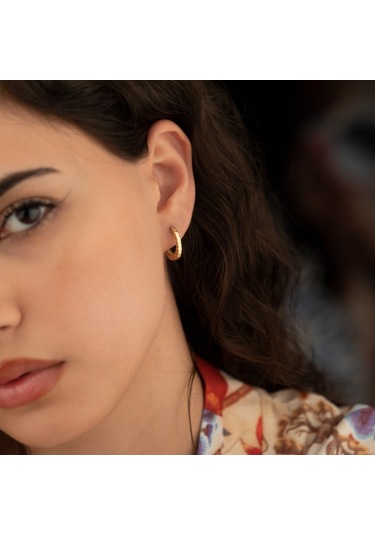 Dkmn Gümüş  Kalemli Desenli Gümüş Küpe