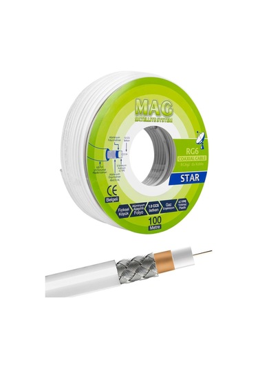 Mag Rg6-u4 İthal Uydu Anten Kablosu-100 Metre