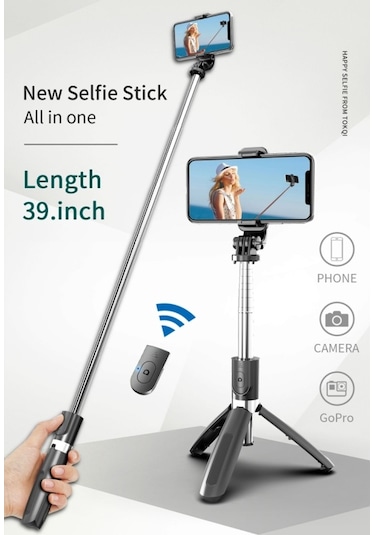 L02 100Cm Çok Fonksiyonlu Bluetooth Tripod Selfie Stick