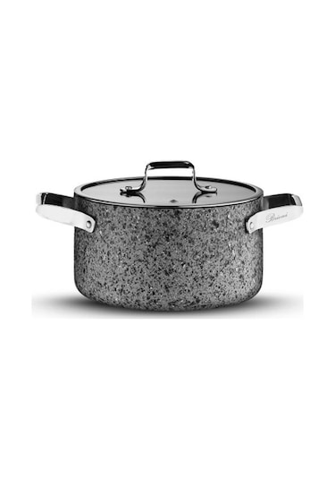 Brioni Stone-h 7 Parça Çizilmez Yanmaz Yapışmaz Indüksiyon Tencere Seti Gri