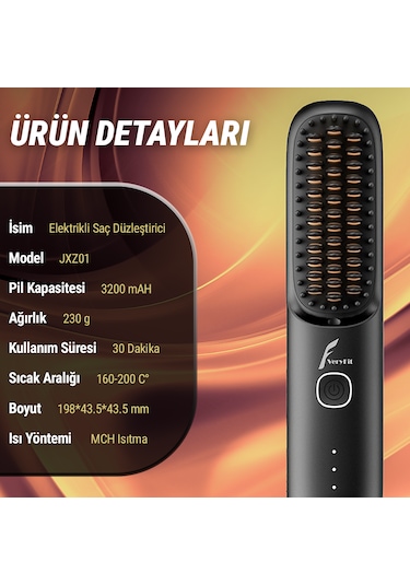 Veryfit Elektrikli Iyonik Bakımlı Seramik Kaplama Şarjlı Saç Düzleştirici