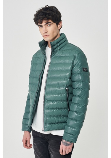 Lee Regular Fit Normal Kesim Dik Yaka Haki Şişme Mont L222378801 Haki