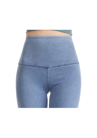 Kosona Kadınlar İçin Yüksek Bel Gövde Tonlama Yoga Tayt, Esnek Antrenman Tulumu, Hafif Mavi, Akıllı Spor Giyim Açık Mavi