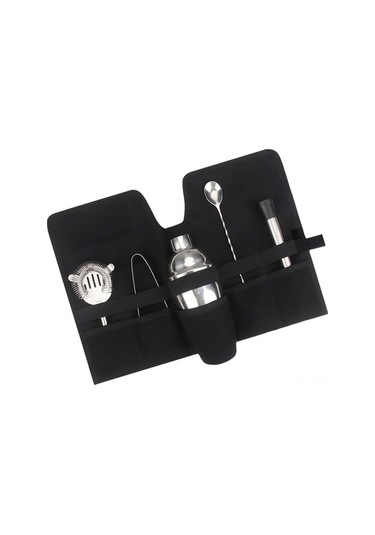 Fortunelane Kollektif Kokteyl Aletleri Çantası - Ahşap Kumaş, Taşınabilir, Kamp İçin Profesyonel Mixoloji Seti Çok Renkli Çok Renkli