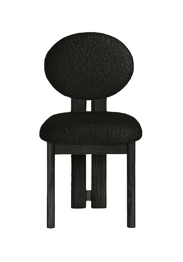 Coco İskandinav Teddy Natural Ahşap Bohem Sandalye Siyah - Antrasit