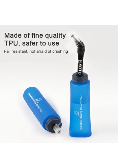Aubyhe 500ml Tpu Yiyecek Dereceli Katlanabilir Spor Su Keseği - Koşu, Bisiklet, Outdoor Egzersiz İçin + Yedek Uzun Boru Çok Renkli